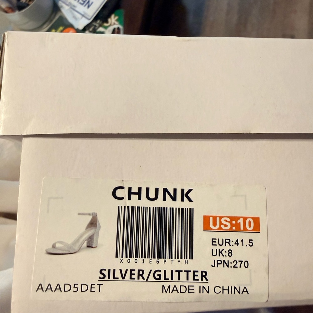 Chunks Silver Glitter Heels